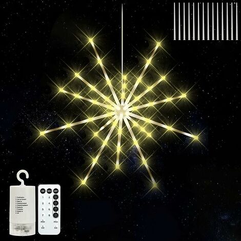 Fireworks Starburst Lights Outdoor Christmas Lights Outdoor Christmas Lights 8 Mode Battery Operated LED Christmas Lights with Remote Control and Timer for Outdoor Christmas Gardens (1/5)