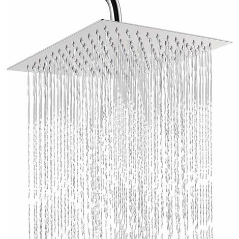 Square Shower Head Anti-Lime 304 Stainless Steel Ultra-Thin High Pressure Shower Head Adjustable Rain Shower Head for Bathroom, 10 Inch (1/5)