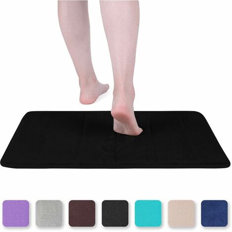 Memory Foam Bath Mat Absorbent Non-Slip Bath Mat Washable Bath Mat - 40 x 60 cm, Black