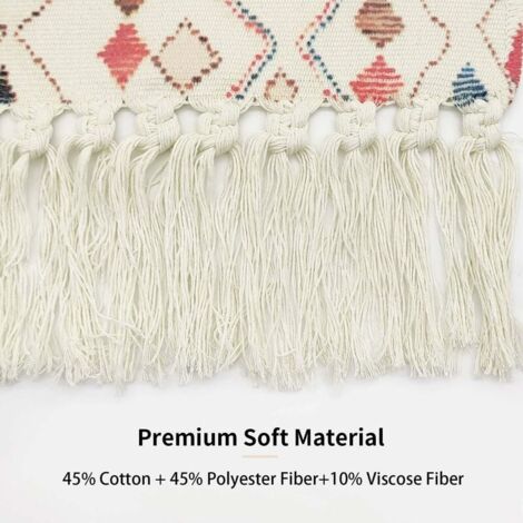 Woven Macrame Boho Wall Tapestry, Boho Chic Wall Decor, Handmade Bohemian Geometric Rhombus Tapestry Wall Art Decor for Dorm Home Apartment Bedroom Decor, 15.7 '' l x 23.62 '' l