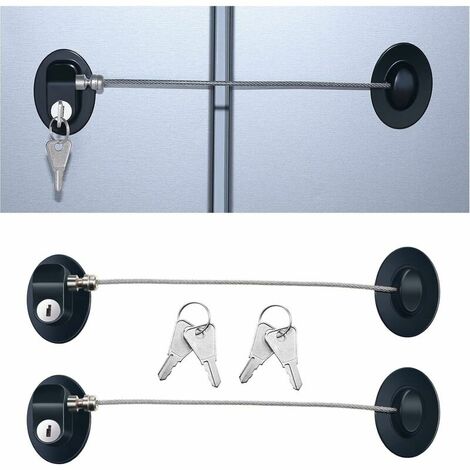 3 Piece Refrigerator Door Lock Strong Adhesive Freezer Door Lock File Drawer Lock Child Safety Cabinet Lock with Keys (Black)