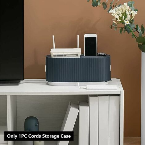Cable Organizing Box, Cord Management Box Cable Hide Box for TV Wires, Computer, Router Chargers Desktop Organizer （Blue and White）