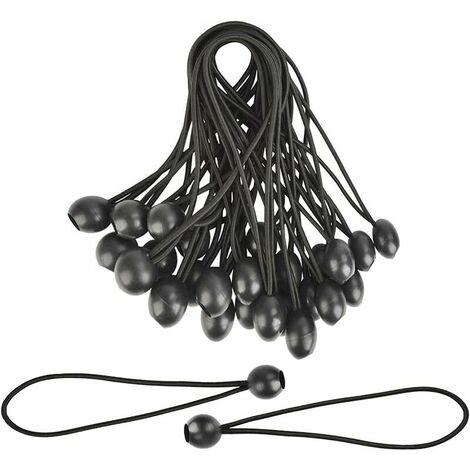 30pcs Ball Bungee Cords Elastic Tie Downs, Tarpaulin Loops Fasteners,for Tents , Pavilions, Canopy, Banner, Flag,Black. (1/5)