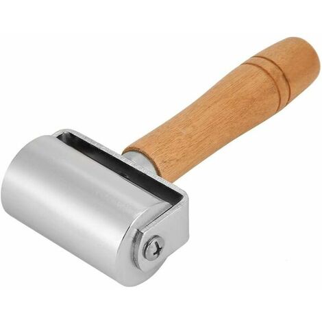 Wood Handle Leather Tray Tools Edge Press Metal Roller for Leather Glue Roller, 100mm, 60mm, 26mm, Silver Tone (60mm) (1/5)