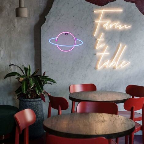 Planet Neon Signs LED Neon Wall Sign, Hanging Neon Lights Planet USB / Battery Planet Lamp Neon Light for Kids Room Birthday Party Bar Wedding Decor  2