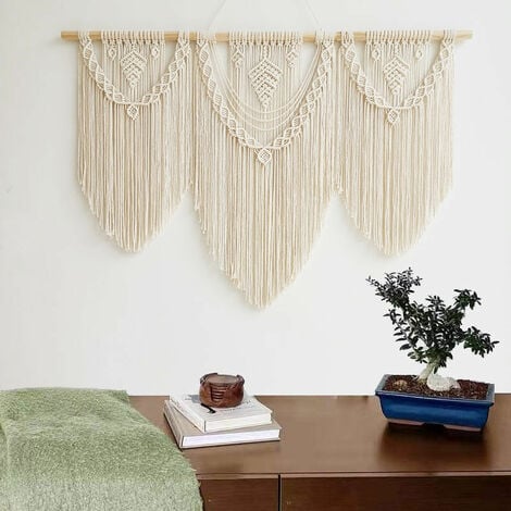 Macrame Wall Hanging, Handwoven Bohemian Tapestry Cotton Rope Curtain, Handmade Macrame Tapestry for Outdoor Wedding Decoration