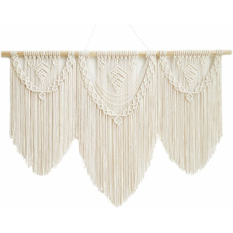 Macrame Wall Hanging, Handwoven Bohemian Tapestry Cotton Rope Curtain, Handmade Macrame Tapestry for Outdoor Wedding Decoration