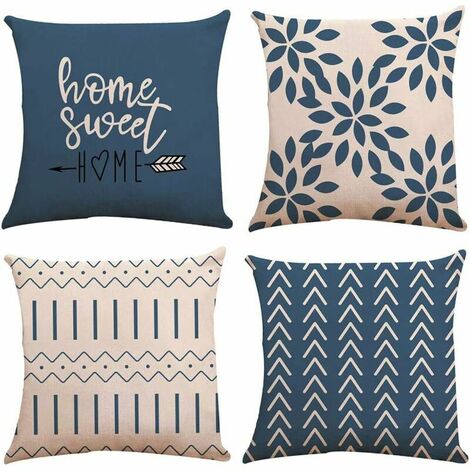 Set of 4 Decorative Sofa Cushion Cover Sofa Decoration Pillowcase Outdoor Linen Cushion Covers Decorative Cushion Cover for Bedroom, Sofa, Chair, Bed, Garden 45x45CM C LITZ (1/5)