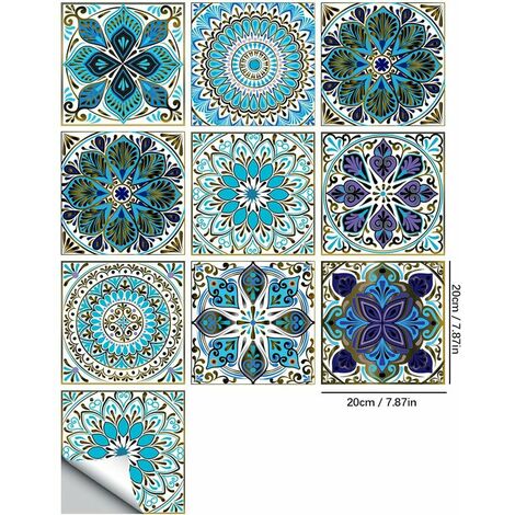 Self Adhesive Tile Wallpaper, PVC Modern Style Waterproof Self Adhesive Wall Stickers Home Decor for Bathroom Decor Kitchen Walls Stairs (20  20CM)