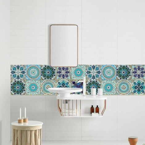 Self Adhesive Tile Wallpaper, PVC Modern Style Waterproof Self Adhesive Wall Stickers Home Decor for Bathroom Decor Kitchen Walls Stairs (20  20CM)