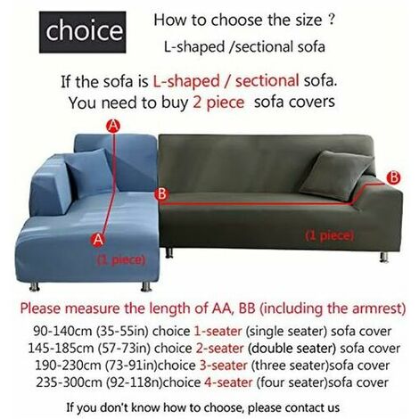 Corner Sofa Cover with Armrests Sofa Cover Stretch L-Shaped Protective Sofa (L-Shaped Corner Sofa, Please Buy Two Pieces)-Navy Single 90-140cm