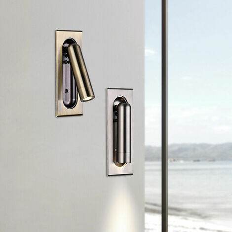 Best 3W LED Reading Light Fixture Rotatable Wall Lamp Recessed Lighting Hidden Switch Style D22086 P4973845