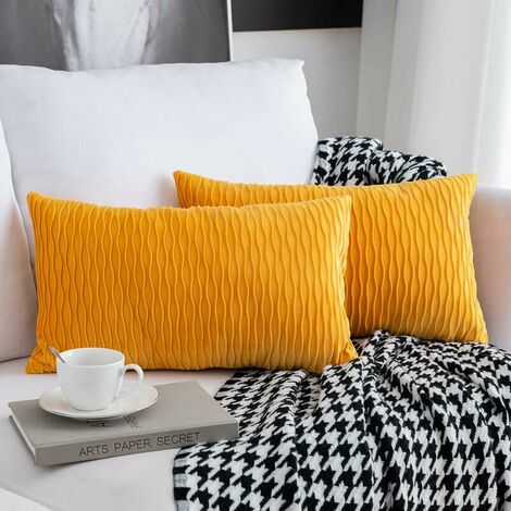 Cushion Cover Set of 2 Rectangular Square Decorative Velvet Pillowcase Modern Pillow Covers for Sofa Bed Couch Chair Bedroom Living Room(No Pillow Core)Gold (1/5)