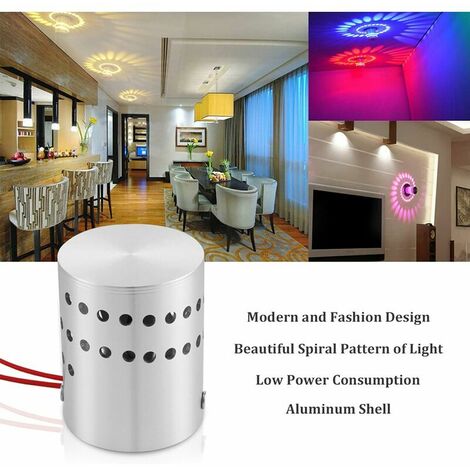 2Pcs 3W Indoor Wall Light Aluminum LED RGB Spiral Lamp Colorful Dimmable Light with Remote Control LED Downlight Modern Decoration Wall Spotlights for Corridor Bedroom Veranda Hotel