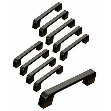 10pcs Door Handles Black Zinc Alloy Handles T Bar Stick Kitchen Cabinet Hole Pitch 96mm (1/5)