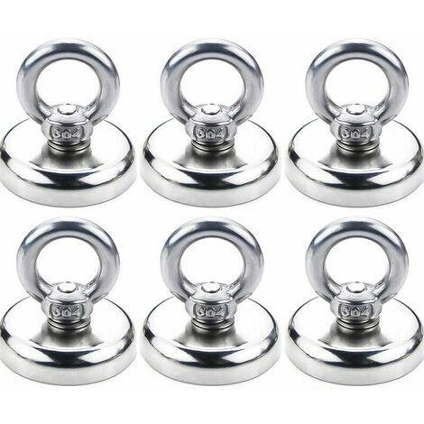 Magnetic Hooks Neodymium Magnet Magnetic Hooks Magnets Magnet with Powerful Hook Attraction force 32KG Diameter 32 mm (6 Pack) (1/5)