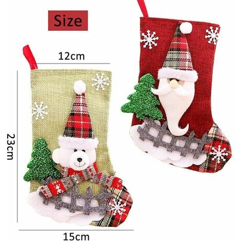 Christmas Socks Christmas Stocking Christmas Stocking Santa Gift Hanging Bag for Christmas Tree Decoration 3 Pieces