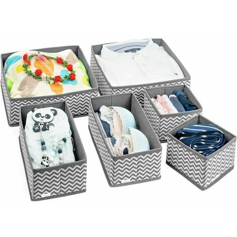 Drawer Organizer - Set of 6  Foldable storage compartments for socks, bra, underwear, tie  Foldable drawer organizer, drawer divider, storage box cabinet organizer (1/5)