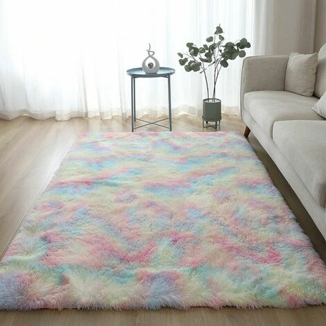 Rainbow rug Bedroom rug Long-pile rug Living room rug Children's room rug(Rainbow,60160CM) (1/5)