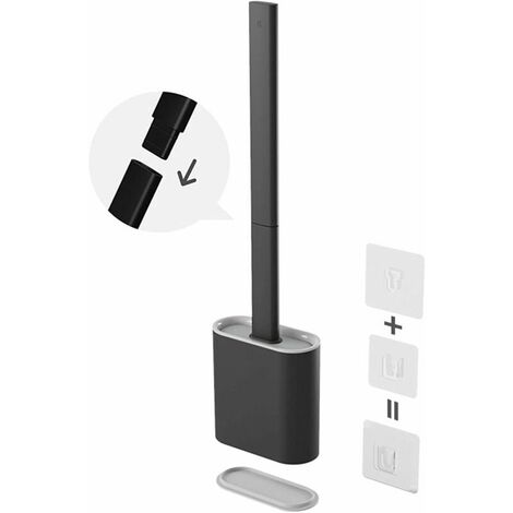 Black Silicone Toilet Brushes with Holders, Cleaning Brushes and Holder Set for Bathroom Toilet (1/5)