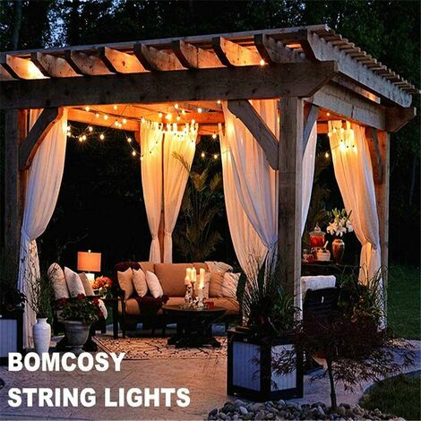 25FT Outdoor LED String Lights Solar Powered, Waterproof G40 LED Bulb String Indoor/Outdoor Patio Lights, LED Bulbs for Home, Terrace, Party, Christmas, Wedding [Energy Class A+]