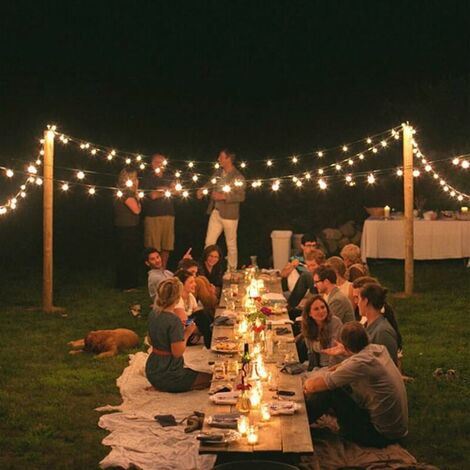 25FT Outdoor LED String Lights Solar Powered, Waterproof G40 LED Bulb String Indoor/Outdoor Patio Lights, LED Bulbs for Home, Terrace, Party, Christmas, Wedding [Energy Class A+]