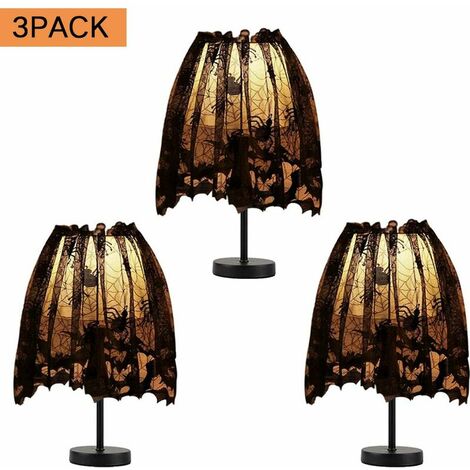 Halloween lampshade, decoration, black lace, spider web, lampshade, mattress topper, party scarf, home decor, 20.8 x 152.4 cm, 3 pieces (1/5)