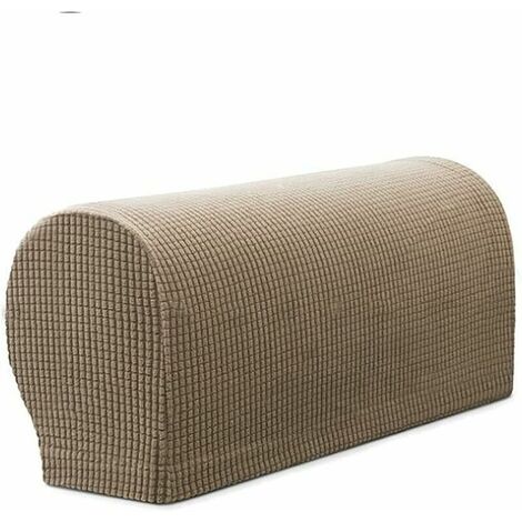 Set of 2 armrest covers in waterproof non-slip stretch elastane fabric for armchairs, sofas, recliners (sand)