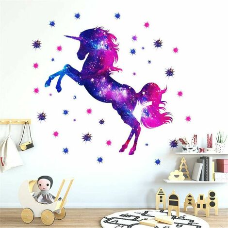 Children's room wall sticker, unicorn starry sky wall sticker, vinyl wallpaper, wall sticker, decoration for girl, children's room, children's room.