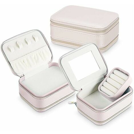 Travel Jewelry Box , Small Jewelry Box with Mirror for Rings, Earrings, Studs, Bracelets-1 piece (1/5)