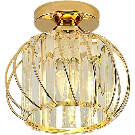Crystal Ceiling Lights, Small LED Flush Mount Ceiling Light for Kitchen Hallway Dining Rooms Living Rooms Bar (Gold)--Contains No Light [Energy Class A++]