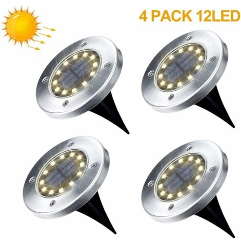 Solar Lamp Outdoor Garden 4 Pack 12 LED Solar Spotlight Outdoor Solar Garden Lights Warm White IP65 (1/5)