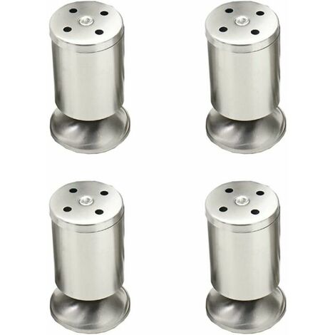 4 Pieces Furniture Legs 50 x 100 mm Brushed Stainless Steel Adjustable Furniture Legs with Rubber Mat for Furniture Sofa Cupboard Table (1/5)
