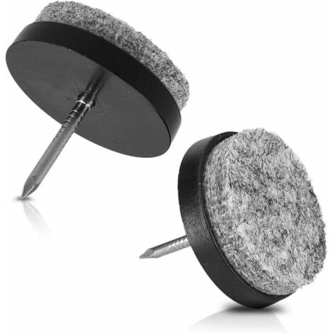 Felt nail glides - 20x 28 mm round glide to nail for chair legs table stool furniture - Floor protection floor - Black