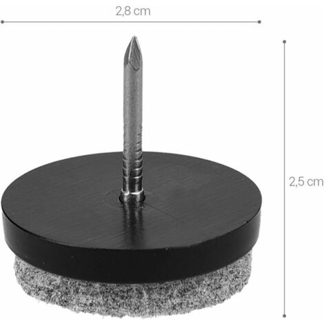 Felt nail glides - 20x 28 mm round glide to nail for chair legs table stool furniture - Floor protection floor - Black