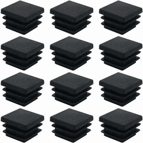 40 Pieces Square Plastic Stopper 20mm x 20mm Black Square Pipe Plug Insert Square Pipe End