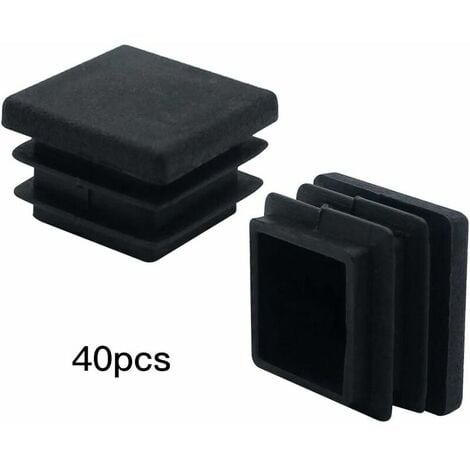 40 Pieces Square Plastic Stopper 20mm x 20mm Black Square Pipe Plug Insert Square Pipe End Cap Plastic Cabinet Legs Cabinet Shelf Chair Legs