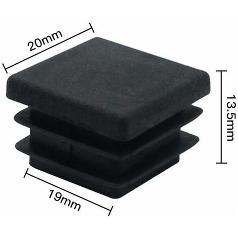 40 Pieces Square Plastic Stopper 20mm x 20mm Black Square Pipe Plug Insert Square Pipe End Cap Plastic Cabinet Legs Cabinet Shelf Chair Legs