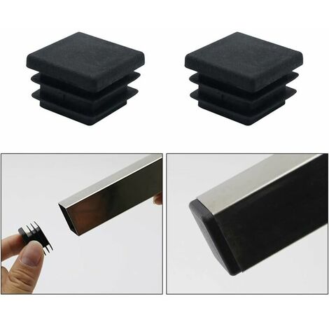 40 Pieces Square Plastic Stopper 20mm x 20mm Black Square Pipe Plug Insert Square Pipe End Cap Plastic Cabinet Legs Cabinet Shelf Chair Legs