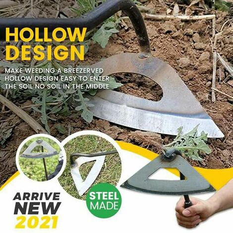 Garden Rake, All Steel Hollow Hoe Lawn Rake Hand Weeding Rake Vegetable Planting Agricultural Shovel Tool 3616cm
