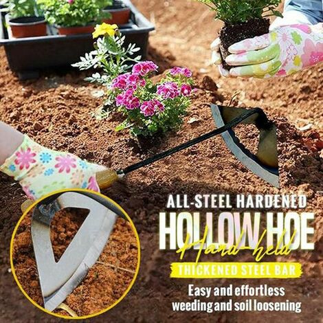 Garden Rake, All Steel Hollow Hoe Lawn Rake Hand Weeding Rake Vegetable Planting Agricultural Shovel Tool 3616cm