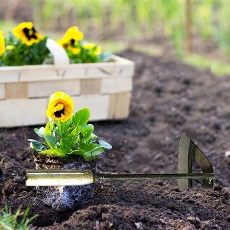 Garden Rake, All Steel Hollow Hoe Lawn Rake Hand Weeding Rake Vegetable Planting Agricultural Shovel Tool 3616cm