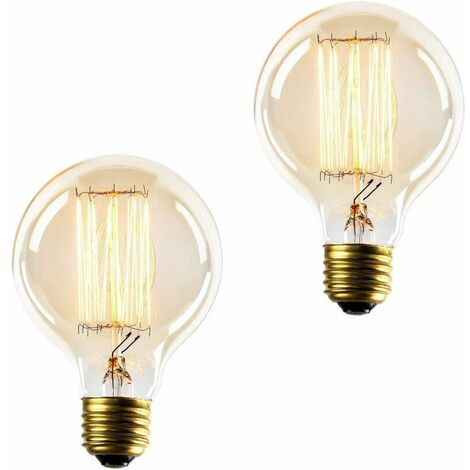 Vintage Light Bulbs, Dimmable E27 ES Edison Screw Bulb, Decorative Filament Light Bulb, Warm White 2700K, 420Lm, 230V, Pack of 2