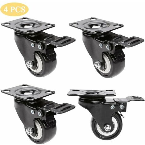 4 Piece Beach Basket Rollers, 360 Degree Casters Wheels Transport Casters Double Casters with 4 Brakes Heavy Duty Casters Suitable for Beach Chairs, Furniture, Load Capacity 400kg Load (Type 2) SOEKAV (1/5)