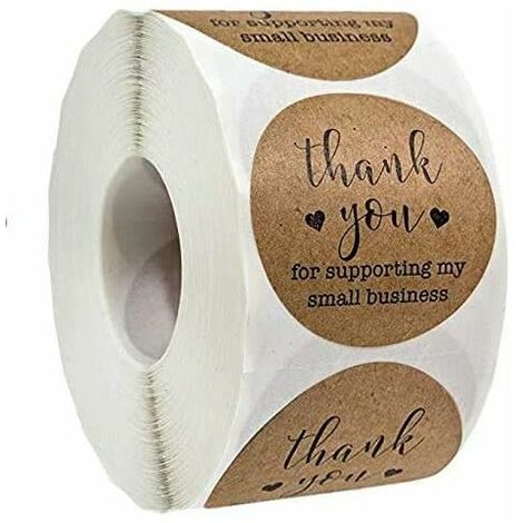 Set of 500 round pastry stickers - With "Kraft Thank You for Supporting My Small Business" inscription - 2.5 cm (1/5)