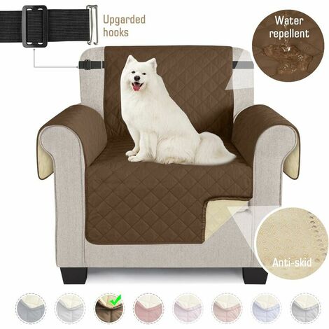 Sofa Covers Waterproof Sofa Throws With Elastic Straps Non-slip Foam For Living Room Dog Protection Protect co.ukom Pets, Splashes, Wear & Cracks (Brown, 1 Seater)