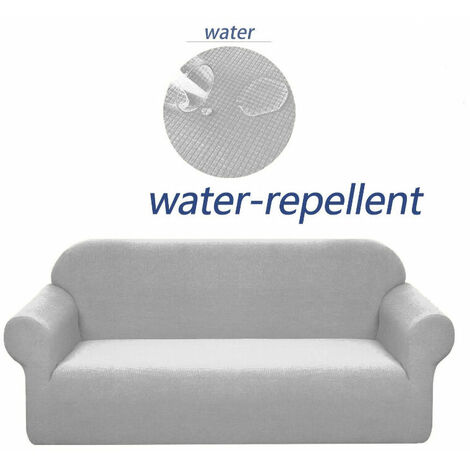 Sofa Cover Stretch, Waterproof and Scratch Resistant for 1 Seater Sofa Elegant Pattern With Non-Slip Foam Rolls (3 Seater Sofa, Grey)-145-180cm