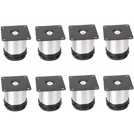 8 Adjustable Stainless Steel Furniture Legs, Adjustable 50mm Height Thicken Cabinet Legs Table Legs Furniture Legs, Brushed Stainless Steel, Adjustable Height 0-15mm