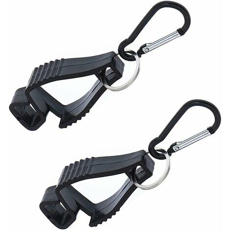2X CLIP Glove Holder, Tarp Glove Holder, Clip with Carabiner Firefighter, Glove Clip Holder Safety Equipment Attach Gloves Goggles Helmets Hanger Guard Work Gripper Grabber Catcher Safety (black) SOEK (1/5)