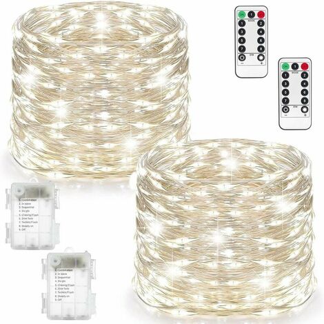 Indoor String Lights [Set of 2], 10M 100LED LED String Lights Indoor and Outdoor Decoration Light Fairy Lights for Bedroom Christmas Wedding Party Home Garden (White) (1/5)